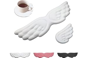 REDVOIU Angel Wing Wrist Rest,Cute Wrist Rest for Keyboard and Mouse,Hand Rests Set Include Ergonomic Keyboard & Mouse Hand Rest and Coaster,Filled Resilient Memory Foam,for Work,Study,Gaming (White)