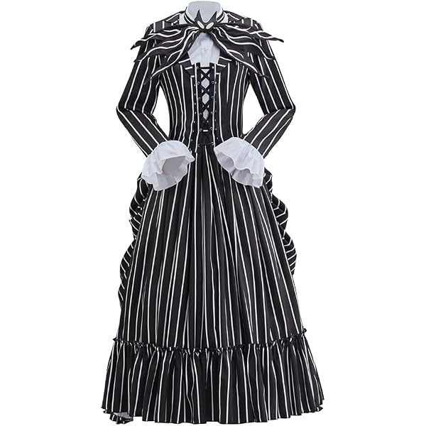 Amazon.com: Sleepy Cosplay Hollow Katrina Van Tassel Costume Dress Black  and White Striped Victorian Dress for Women (XS) : Clothing, Shoes & Jewelry