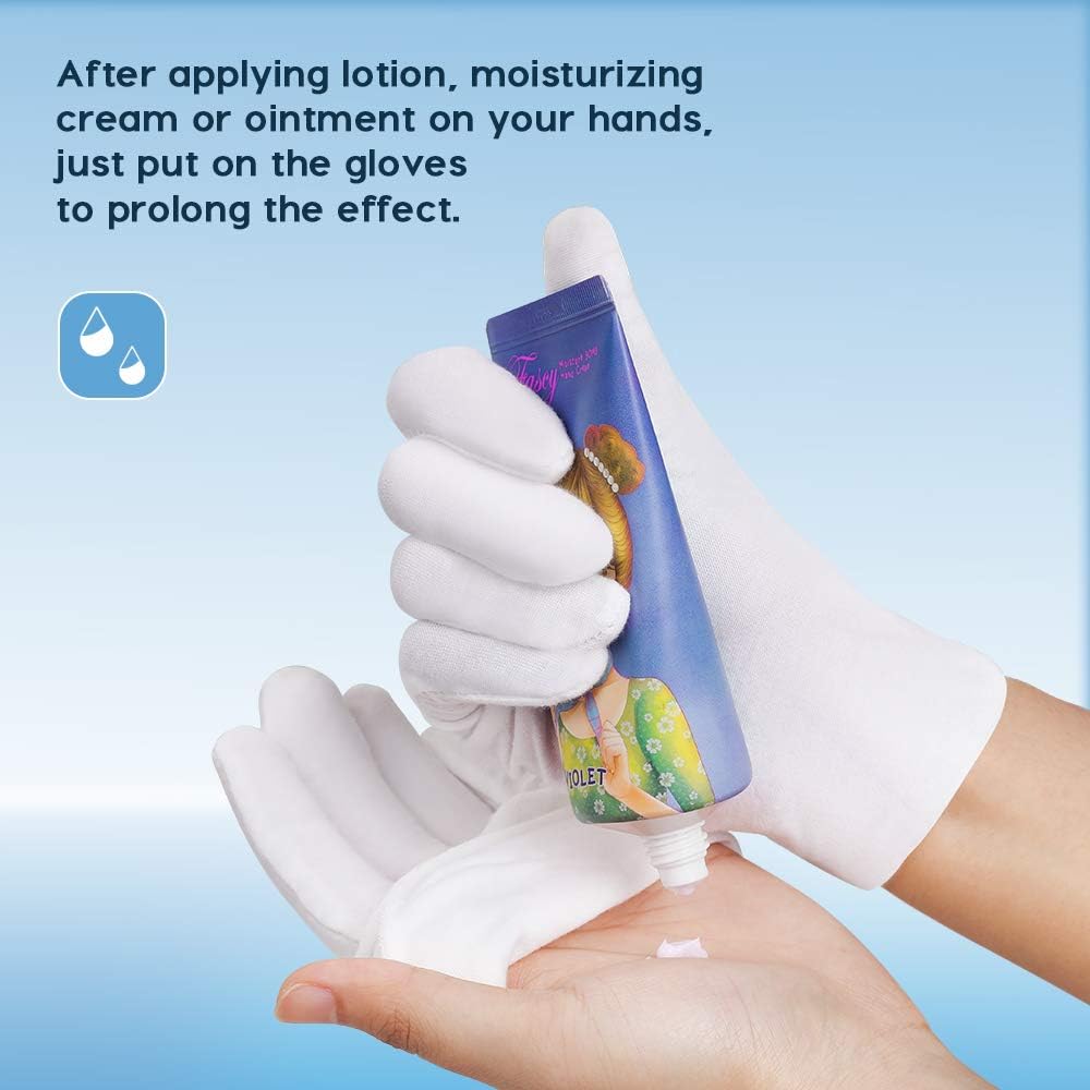 Rovtop White Gloves,12 Pairs Gloves for Dry Hands Eczema Hand Moisturizing, Sleeping Hand Mask Lotion Gloves: Home Improvement