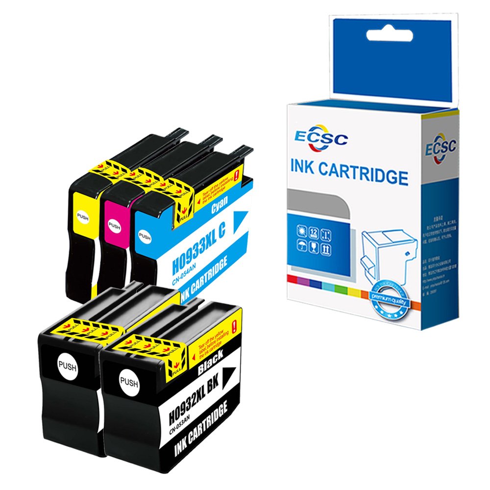 ECSC Compatible Ink Cartridge Replacement for HP Officejet 6100 6600 6700 7110 7510 7610 7612 932XL/933XL (Black,Cyan,Magenta,Yellow, 5-Pack)