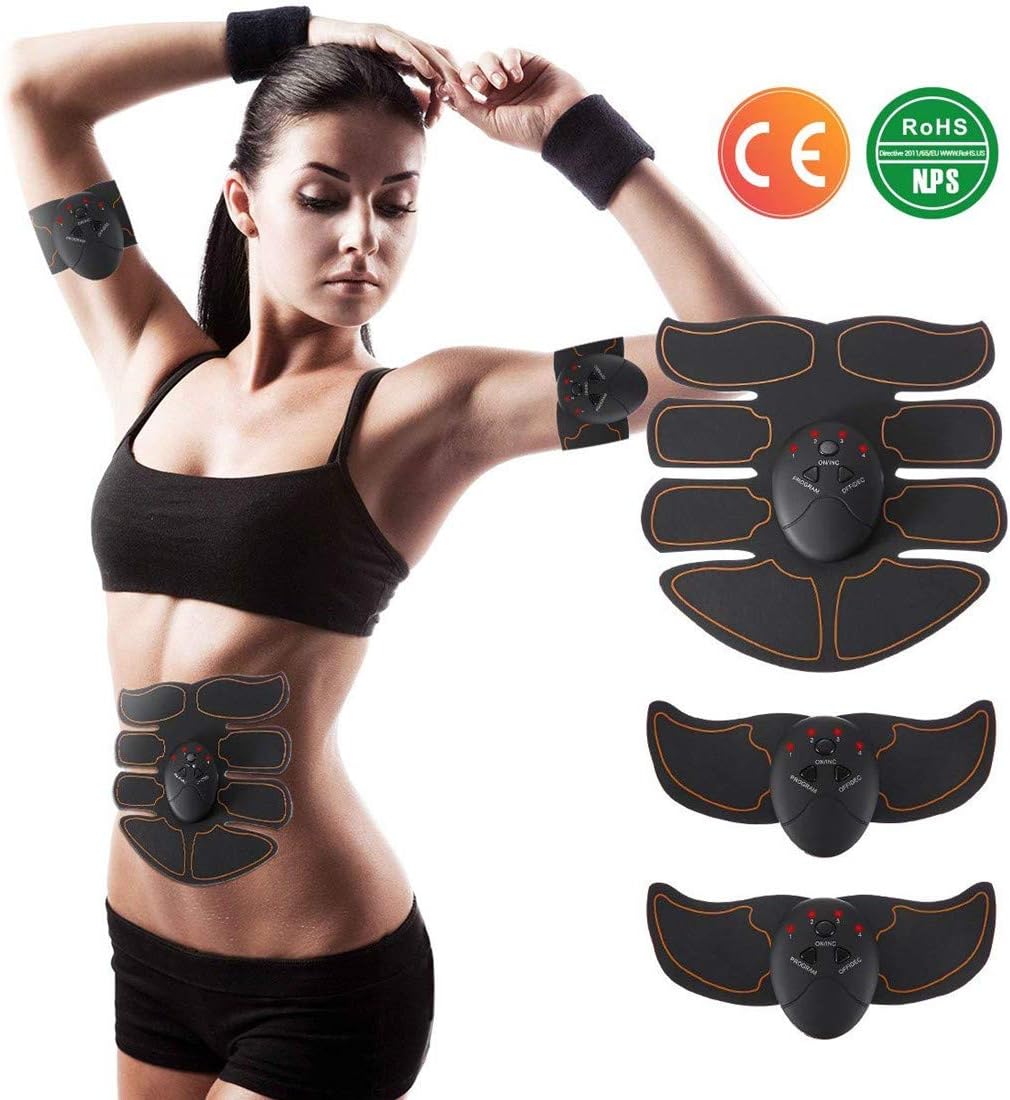 EMS Muscle Stimulator Abs Trainer,Abdominal Muscle Toner Ab Toning Belts,Gym Workout And Home/Office Exercise Equipment For Men Women,Body Fitness Training Gear Machine