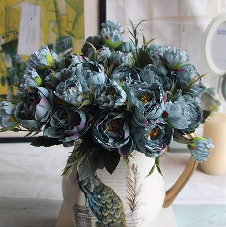 Mddrr Fleur Artificielle Bleu Shabby Chic Bouquet Européenne
