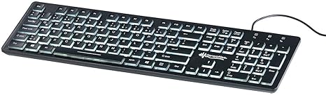GeneralKeys Leuchttastatur: Beleuchtete USB-Tastatur mit Nummernblock, deutsches Layout (QWERTZ) (LED Tastatur)