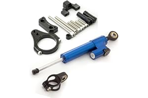 NICEDOLL Fit For Kugoo G-booster Scooter Steering Damper CNC Motorcycle Stabilizer Steering Damper 50mm Clamp Mounting Bracket Support Kit Blue