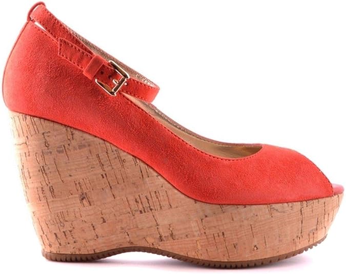 red suede wedges