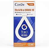 CorDx TyFast Flu A/B &amp; COVID-19, At home 3-in-1 Rapid Test Kit, 4 Tests | Nasal Swab Self-Test, Easy-To-Use For Adults And Kids, EUA Authorized OTC, Results In About 10 Minutes