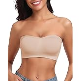LEYSHE Strapless Bra for Women Bandeau Bras Seamless Wireless Padded Bandeau Top Non-Slip Tube Top