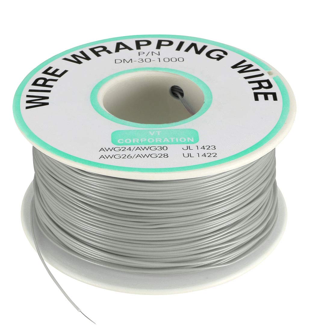uxcell OK Wire Tin Plated Copper Cord Wire Wrapping P/N DM-30-1000 30 AWG 650ft Length Gray