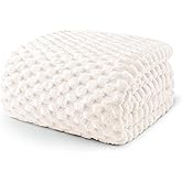 Exclusivo Mezcla Queen Size Blanket for Bed, 90x90 Inches Soft Cozy Warm Plush Blanket, Fleece Blanket All Seasons Use, Ivory