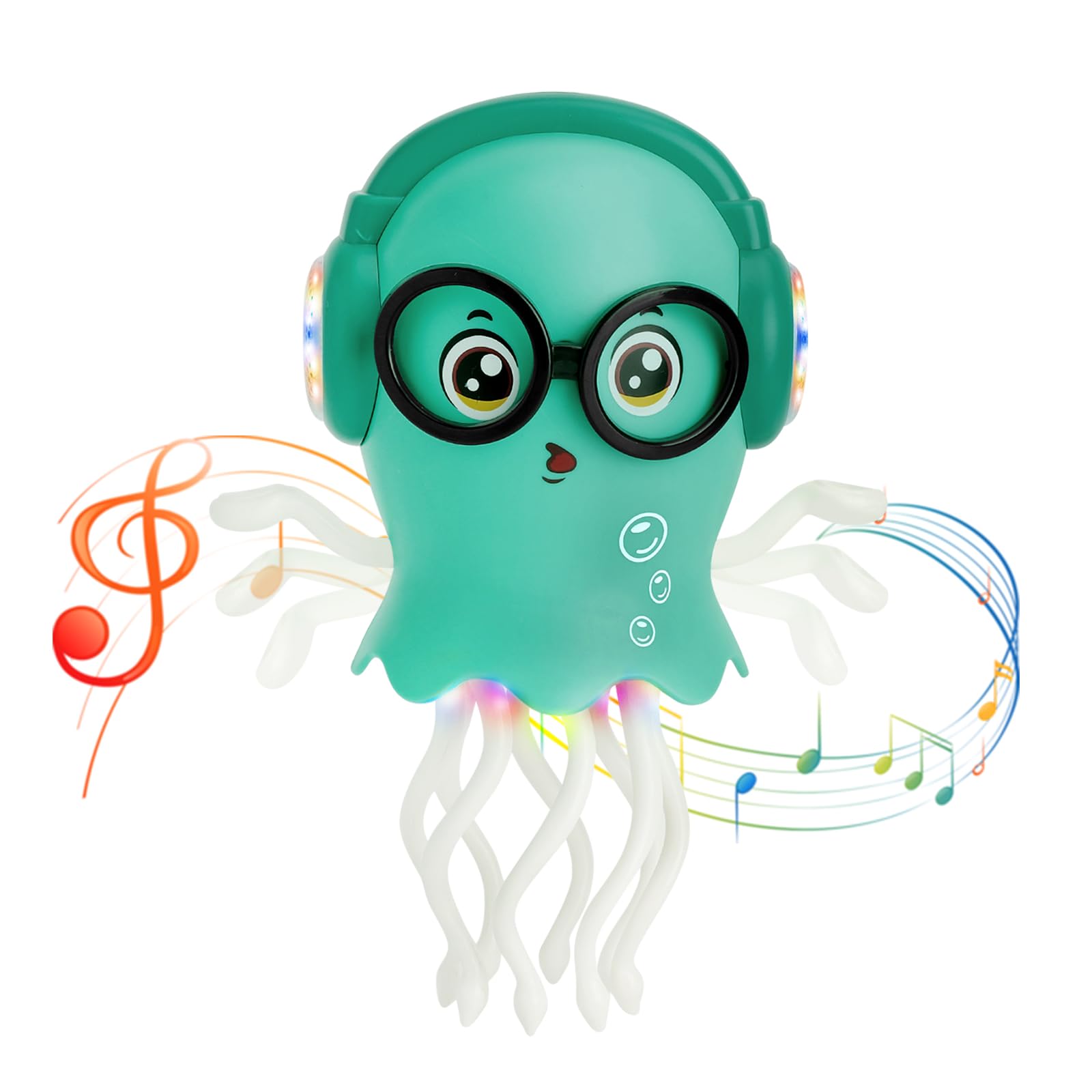 DAWRIS Dancing Jellyfish Baby Toy Interactive Electric Dancing Octopus Toy with Lights and Music, Green Crawling Jellyfish Tummy Time Toys for 3 4 5 6 7 8 Year Old Kids Boy Girl Birthday Gifts
