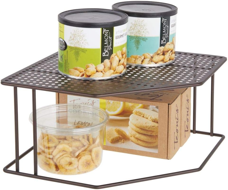 Amazon Com Mdesign Rustic Decorative Metal Corner Shelf 2 Tier