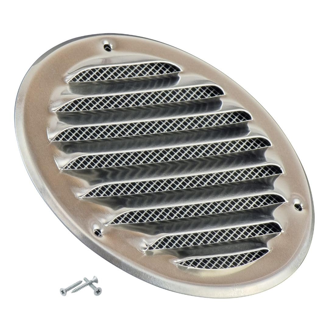 Steinberg14 Aluminium 100mm Metal Air Vent Cover with Insect Mesh - 4 inch Round Ventilation Grille