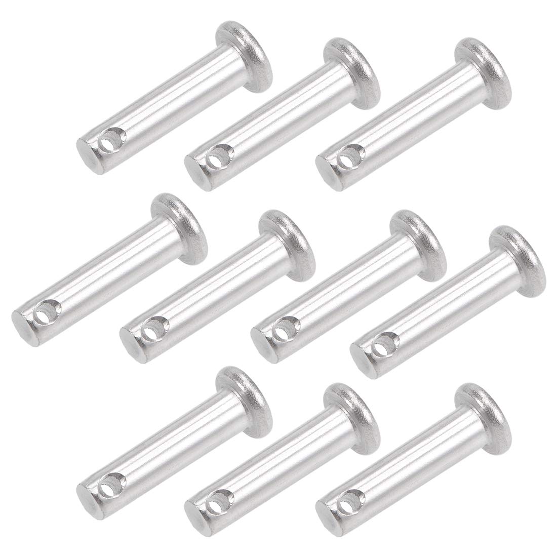 sourcing map Single Hole Clevis Pins - 4mm X 16mm Flat Head 304 Stainless Steel Link Hinge Pin 10Pcs