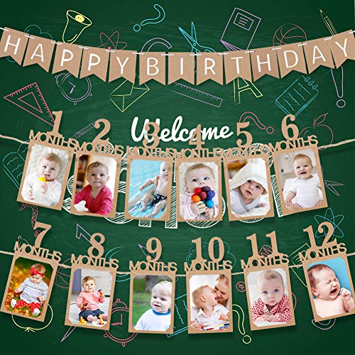 Koogel 1. Geburtstag Girlande, Baby Geburtstag Fotogirlande Foto Banner Hängende Foto Wanddekoration für Erste Heilige Kommunion Geburtstag Party