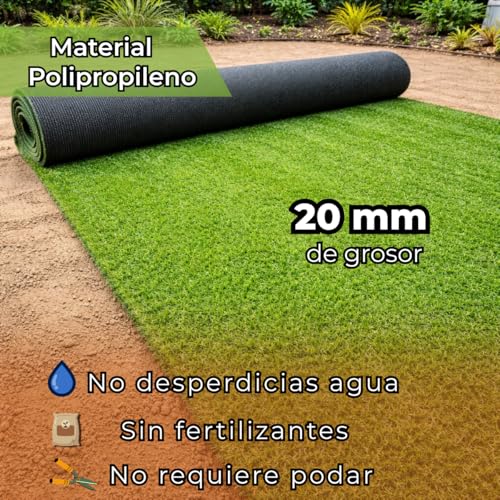 Color Carpet Pasto Sintetico Comfort con medida de 3.0x2.0 metros. Altura de 20mm. Bicolor para dar apariencia más real