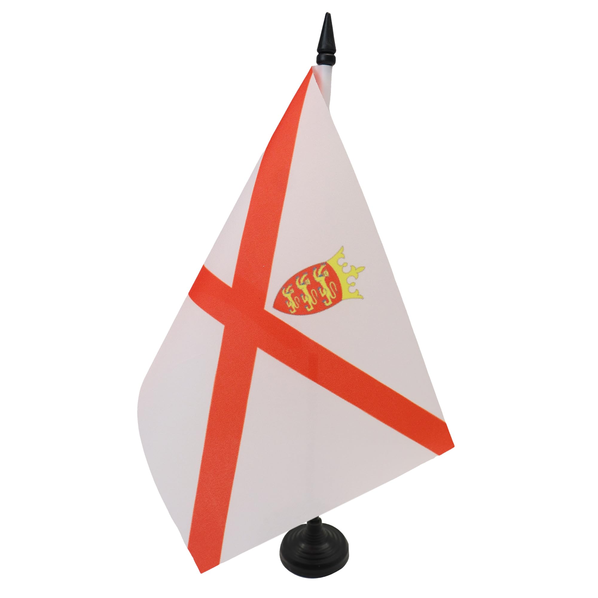 AZ FLAG Jersey Table Flag 5'' x 8'' - Jersey Office Decoration 100% Polyester 21 x 14 cm - Mini Desk Flag with Pole and Black Plastic Base — image 1