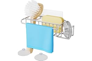 HapiRm 4 in 1 Sponge Holder for Kitchen Sink, Kitchen Sink Caddy Organizer with 2 Installation Ways for Brush Sink Stopper Ho