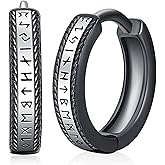 Odinstone 925 Sterling Silver Norse Viking Runes Hoop Earring Celtic Knot Earrings for Men Women Hypoallergenic Huggie Hoops Jewelry Gift