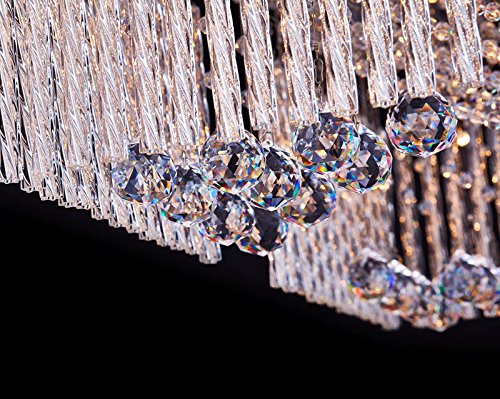 Saint Mossi Modern Crystal Raindrop Chandelier Lighting Flush mount LED Ceiling Light Fixture Pendant Lamp for Dining Room Bathroom Bedroom Livingroom 13 X G9 Bulbs Required H7" X W24" X L32" - Thumbnail 3