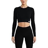 AUROLA Serpent Snake Long Sleeve Shirts for Women, Seamless Workout Crop Tops Crew Neck Cropped T Shirt Athletic Yoga