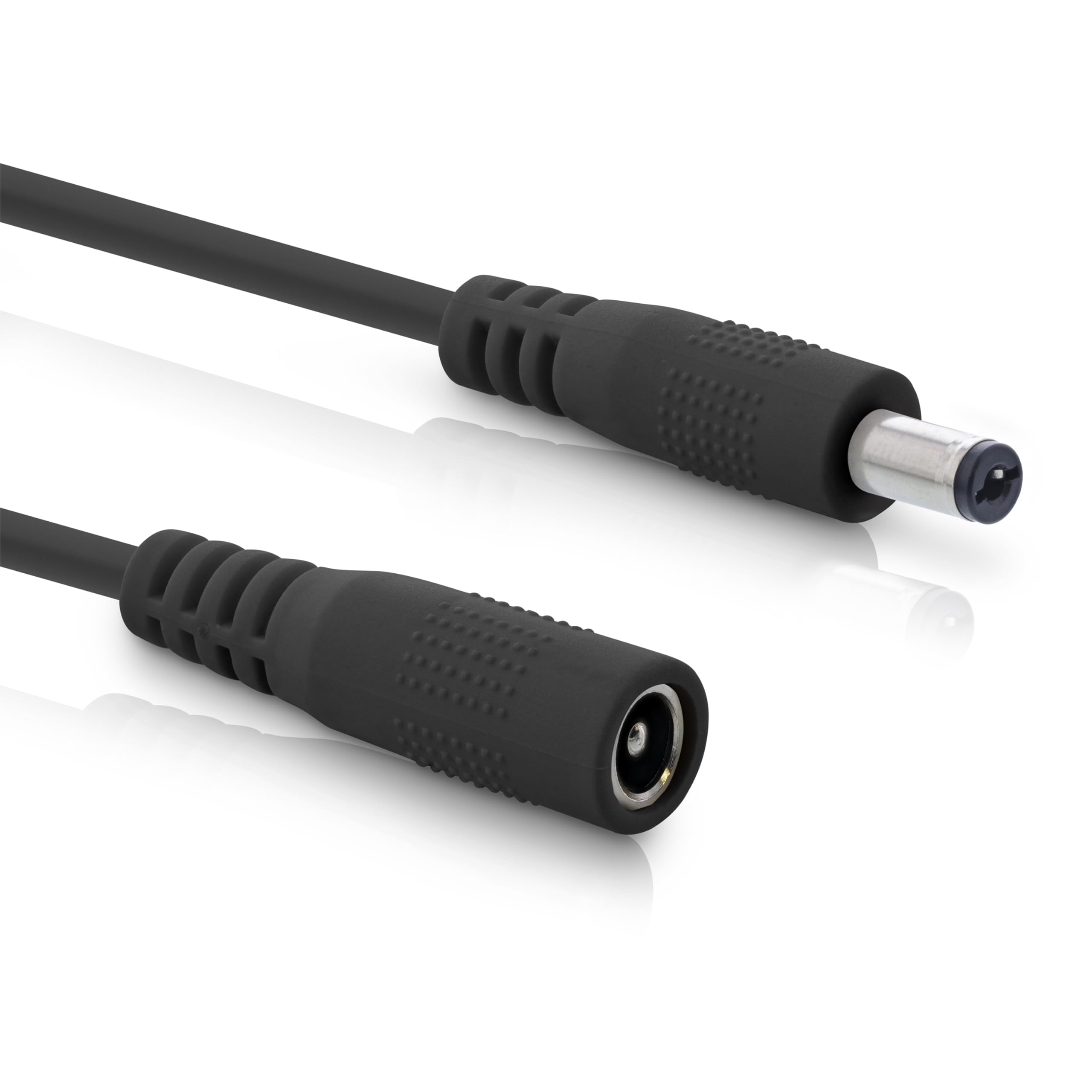 InLine - DC Extension Cable, Universal Power Supply Extension Cable for LED Strips, Security Cameras, Printers, Routers, Switches and much more, DC Male/Female 5.5 x 2.1 mm, Black, 1 m