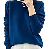 Cozy Warm Cashmere Sweaters for Women Crew Neck Soft Lightweight Pullover Sweater Loose Casual Ladies Long Sleeve Plus Size Teen Girl Clothes Christmas Tops 2025 Fall Winter Lounge Wear Blue