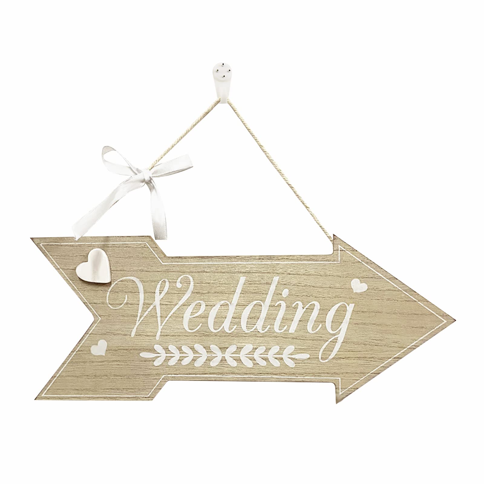 WANDIC Wedding Wooden Hanging, 1 Pieces Arrow Wooden Sign Arrow Sign for Wedding Decoration Table Home Door Wall Decor