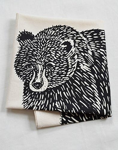 Organic Cotton Bear Tea Towel in Black