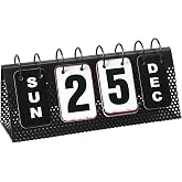 EASEYA Metal Desk Calendar Standing Flip, Desktop Perpetual Flip Calendar with Large Display, Farmhouse Vintage Daily Flip Calendar for Home Office Decor, Reusable Yearly