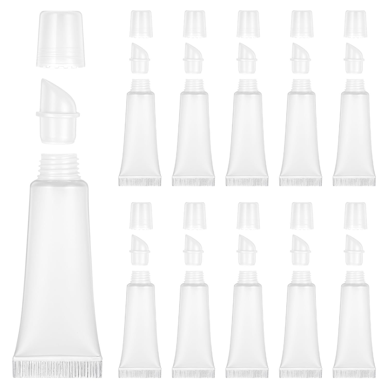Photo 1 of 10PCS Empty Lip Gloss Tubes 10ml Clear Lip Balm Containers Tubes Refillable Lip Balm Squeeze Tube Mini Cosmetic Soft Container for DIY Lip Gloss and Travel Toiletries