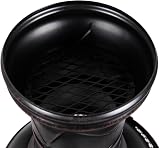 Fire Vida Steel Chiminea Outdoor Heater BBQ Grill Black Antique Gold view 7