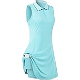 FREEYE Womens Sleeveless Golf Tennis Dresses with Inner Shorts&Pockets for Workout Exercise