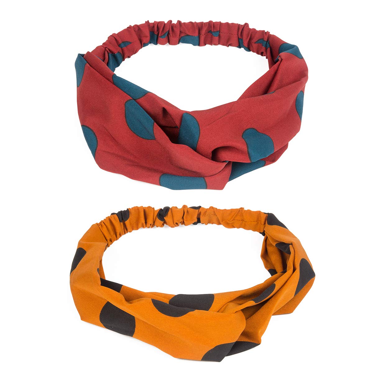 4YOUALL 10 Pack Boho Headbands for Women Vintage Flower Printing Twisted Criss Cross Elastic Head Wrap Cute Hair Band Accessories (Style 2-10 Pcs)