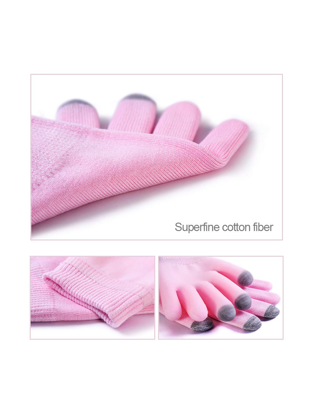 Donfri Gel Moisturizing Gloves Day Night Instantly Repair Eczema Dry Rough and Cracked Hands Sleeping Gloves Spa Gloves with Touchscreen (Full finger with touch screen) : Beauty