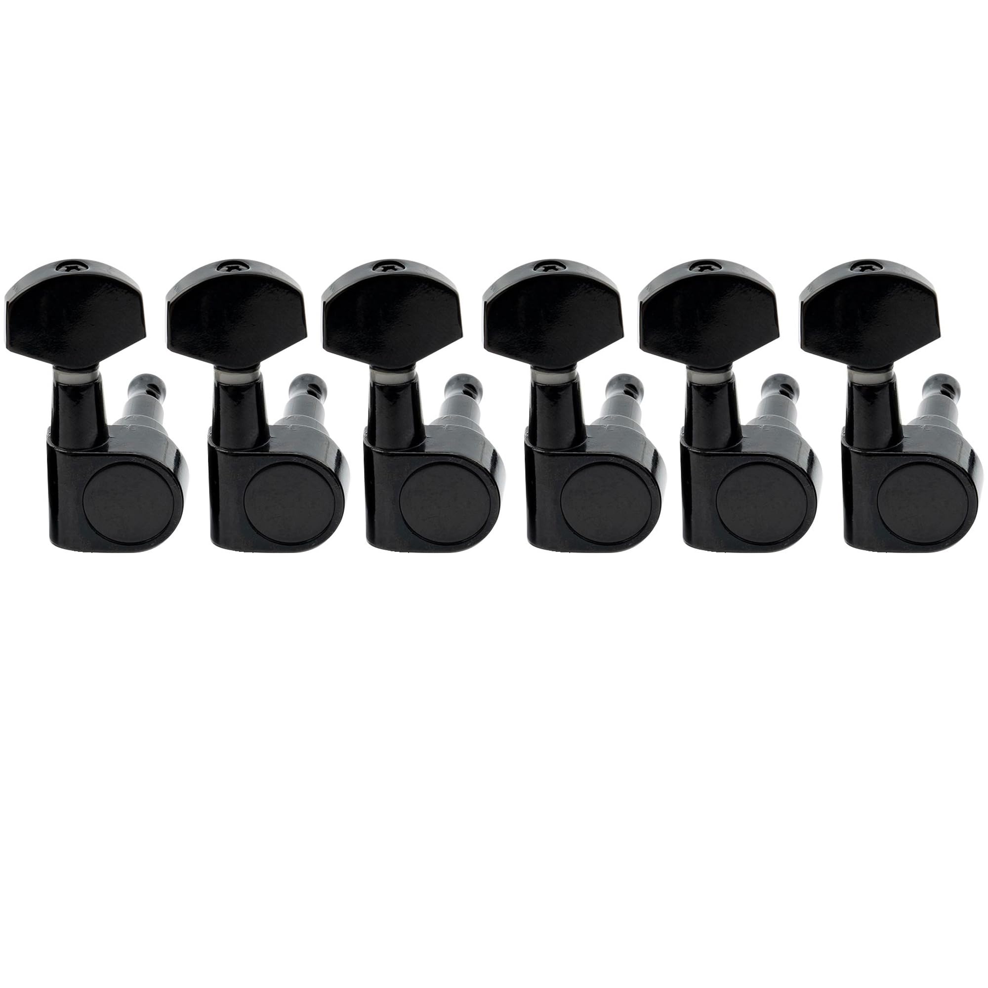 Musiclily Pro 6 in Line Sealed Dual Pin Guitar Tuners Tuning Pegs Keys Machine Heads Set for Squier Strat, Black