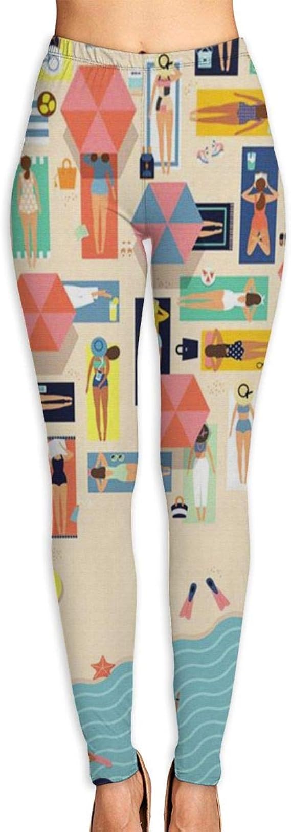 Amazon Co Jp レディース レギンス ヨガ ウェア 夏の砂浜 スキニー パンツ 吸汗速乾 清涼 ストレッチ ロング丈 ハイウエスト スポーツタイツ プリント スポーツ 日常 ジム 人気 おしゃれ 女性 服 ファッション小物