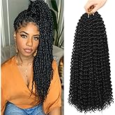 ShowCoco Passion Twist Hair 22 Inch Water Wave Crochet Hair for Black Women Long Bohemian Curly Passion Twist Braiding Hair for Butterfly Style Crochet Braids Spring Twists Hair Extensions(22inch,#1B)