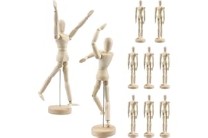 PINGEUI 8 Pack 8 Inch Wooden Artists Model, Wooden Art Figure Model with Stand, Movable Wooden Manikin for Artists, Sketching