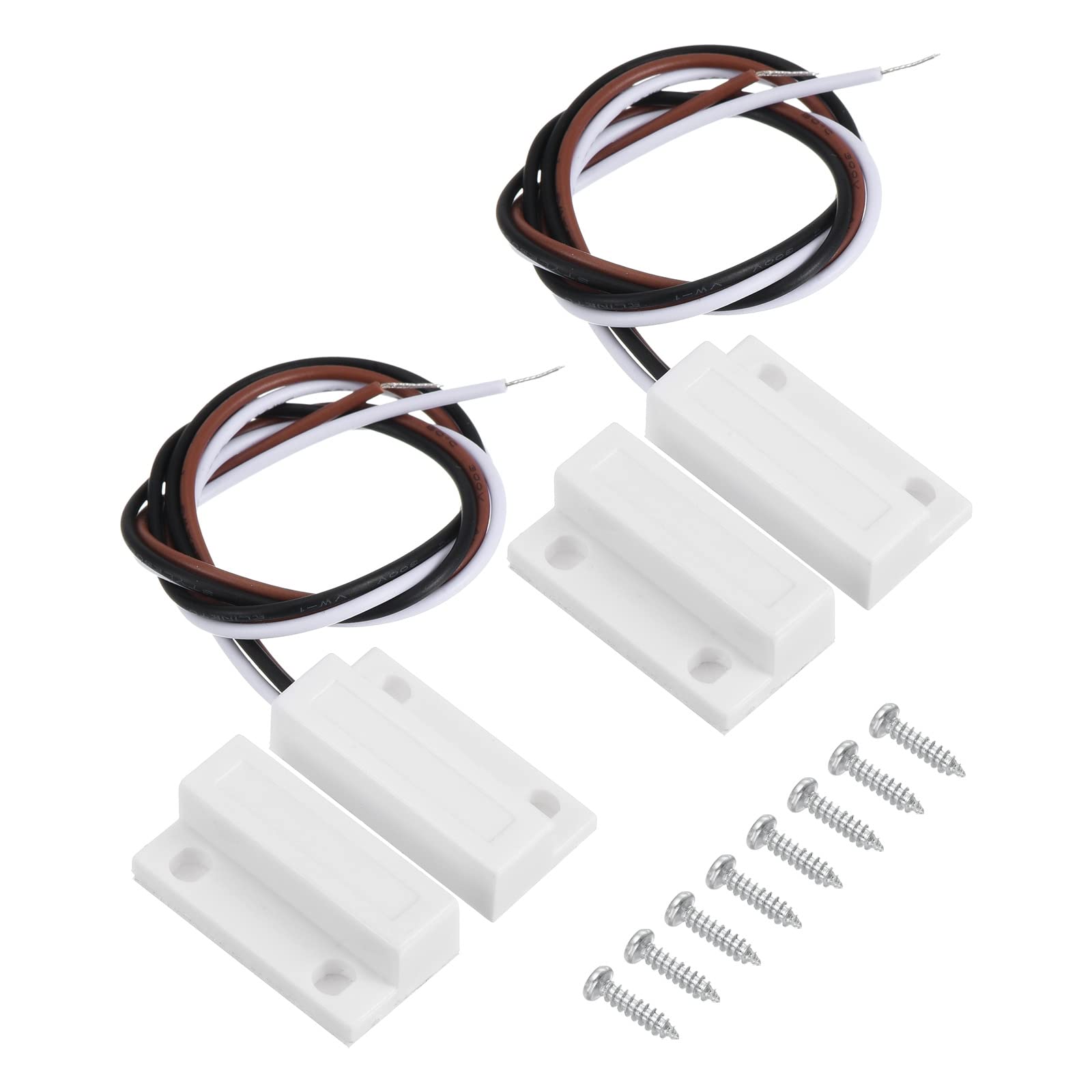 PATIKIL Magnetic Reed Switch, 2 Sets Normally Open Closed NC NO Wired Surface-Mounted Garage Door Window Contact Switch