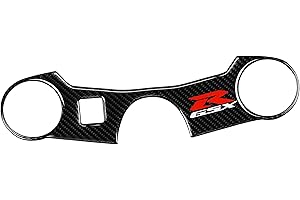 REVSOSTAR 5D Real Carbon Look, Reflective Logo, Decal Sticker, Tank Protector,Top Clamp Triple Tree Pad for GSXR 600 750 2004 2005 with Free Random Tank pad (Left Hole)…
