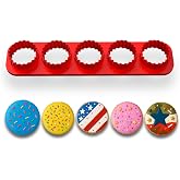 Mighty Gadget Mini Round Scalloped Cookie Cutter Strip (1" Diameter) - 5 Cavity Baking Tool for Biscuits, Pastries, and Fondant