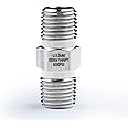 U.S. Solid 304 Stainless Steel Hex Nipple, 6000 psi High Pressure Heavy Duty Pipe Fitting, 1/4" x 1/4" NPT Male Thread (1 pc)