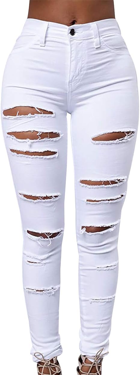 jean a trou femme taille haute