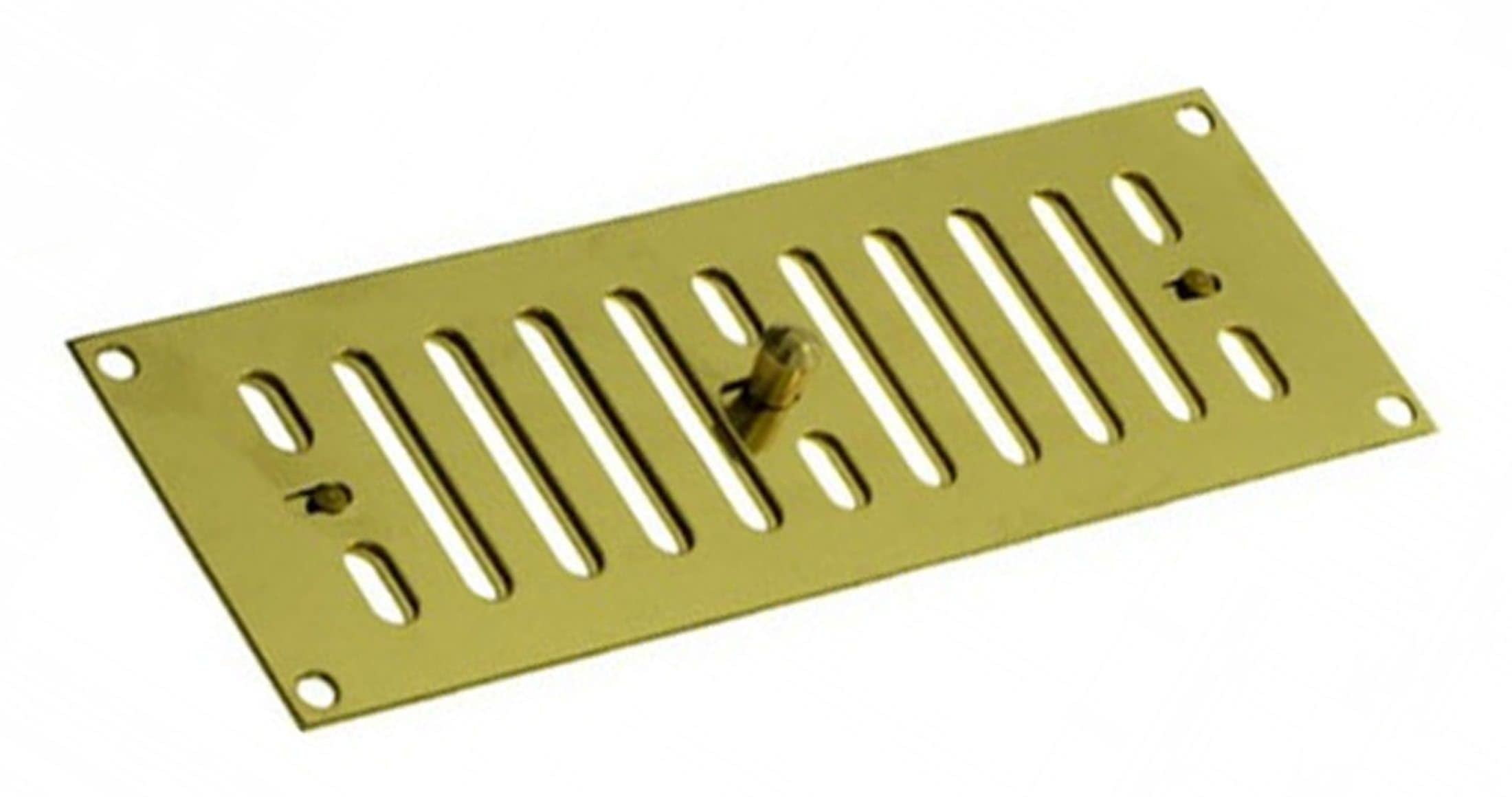 Polished Solid Brass 229mm x 76mm Hit and Miss Adjustable Air Vent