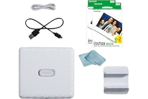 BluebirdSales Fujifilm Instax Link Wide Smartphone Printer Bundle - Includes 40 Sheets of Instax Wide Film (2 Twin Packs) + Microfiber Cleaning Cloth - Wireless Photo Printer Kit