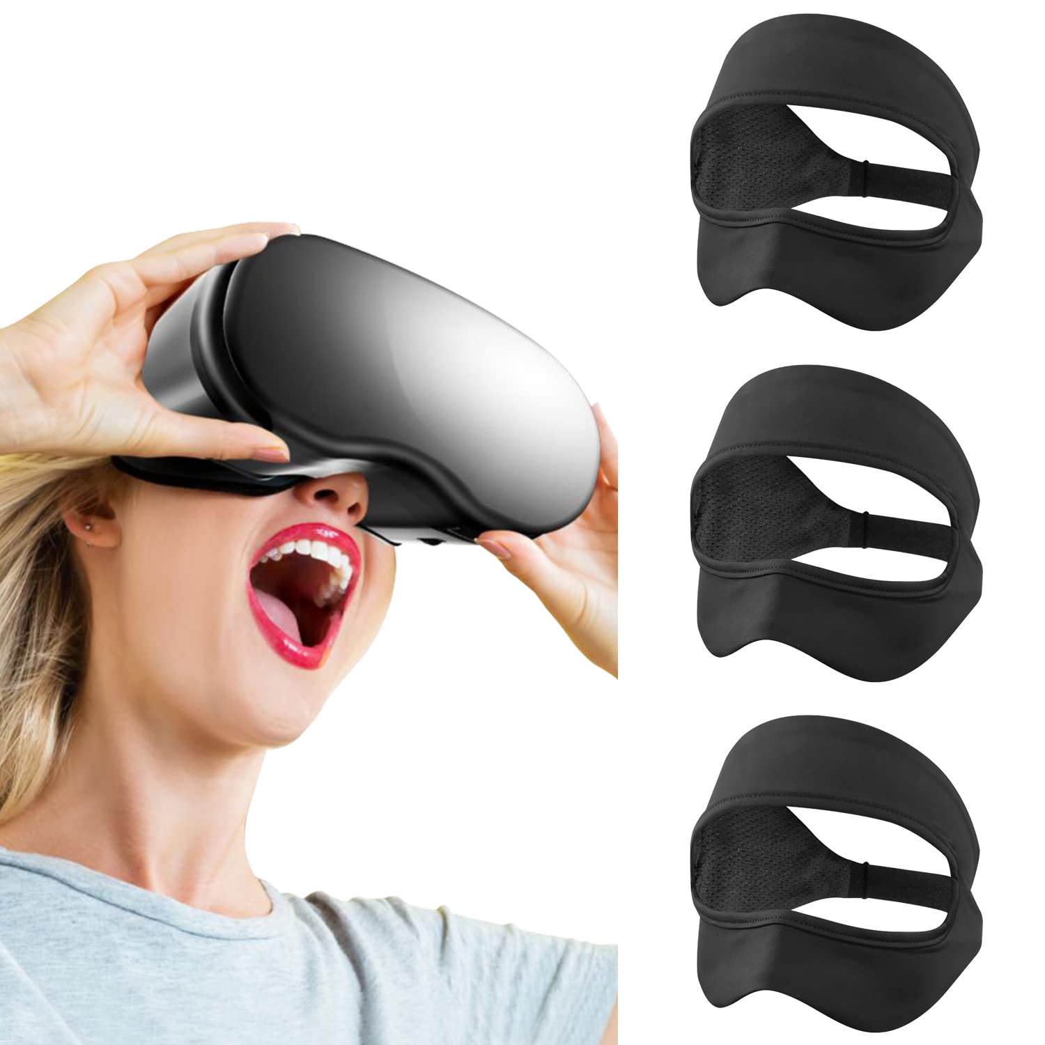 Photo 1 of SAYAFAN VR Eye Mask, Adjustable Breathable VR Sweat Band for Meta/Oculus Quest 2/3/3S/Pro, HTC Vive, PS, Gear, VR Workouts (3PCS, Black)