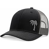 LINDO Trucker Hat [ Palm Tree Design ] for Men and Women: Mid Profile Cap with Breathable Mesh Back and Adjustable Snap