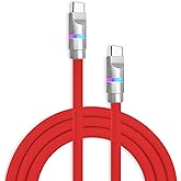 chubbycable Neon Chubby - Fast Charge Cable with Smart Light RGB Color Gradual Light Up 100W Charging Cord LED USB C Cable Compatible with iPhone 17-15 Series, Red, Type-C to Type-C, 3.3 FT