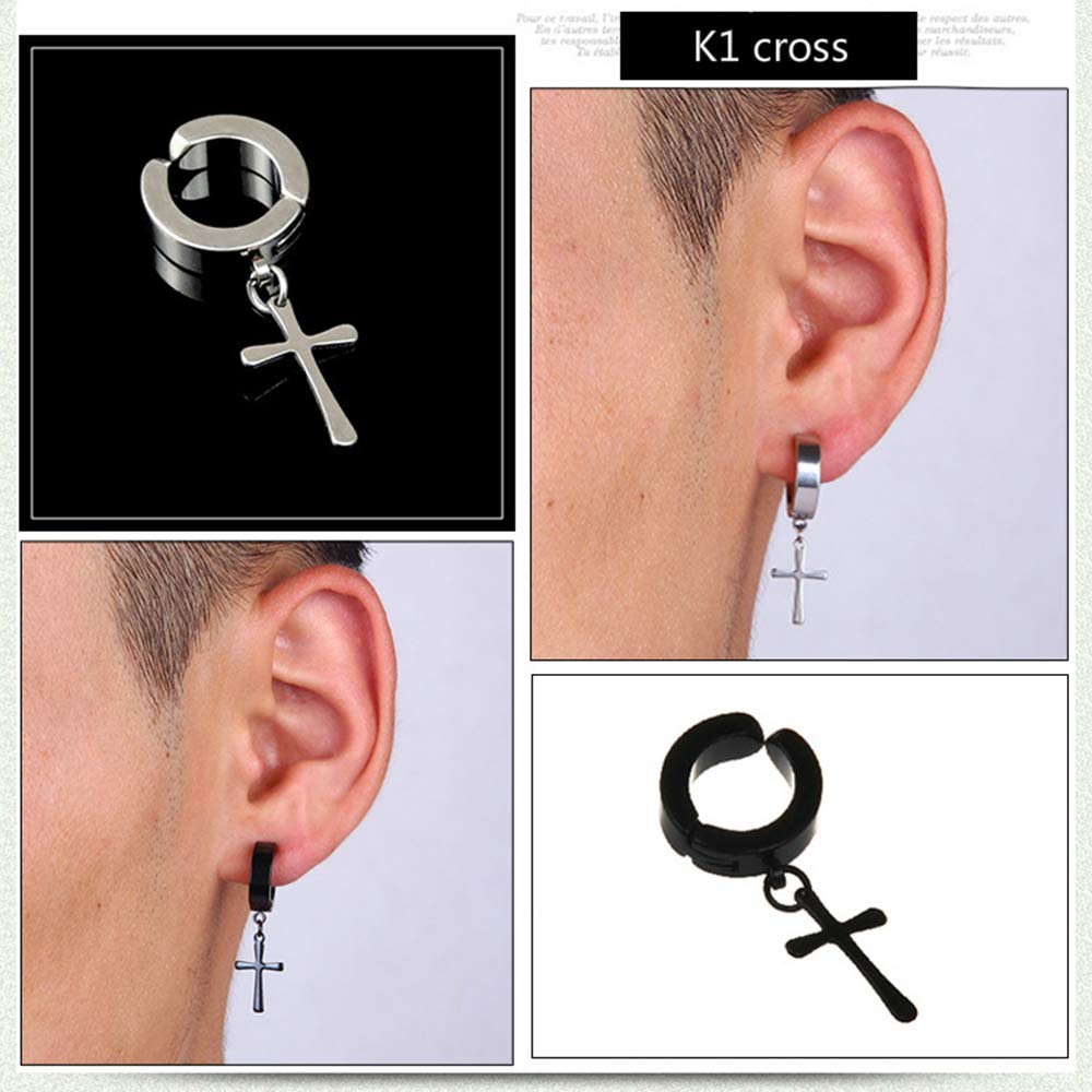 WAINIS 12 Pairs Stainless Steel Non Pierced Magnetic Earrings for Men Women CZ Clip on Dangle Magnet Earrings Set