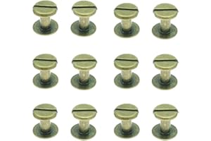 OVENOT 50 Sets Bronze Chicago Screws Assorted Kit Screw Posts Metal Accessories Nail Rivet Chicago Button for DIY Leather Decoration Bookbinding Slotted Flat Head Stud Screw 5/16 Inch(Bronze)
